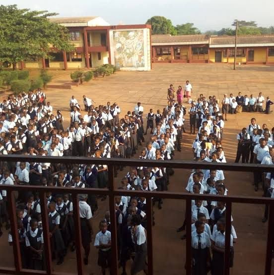 UNNSS students assembled on the school compound